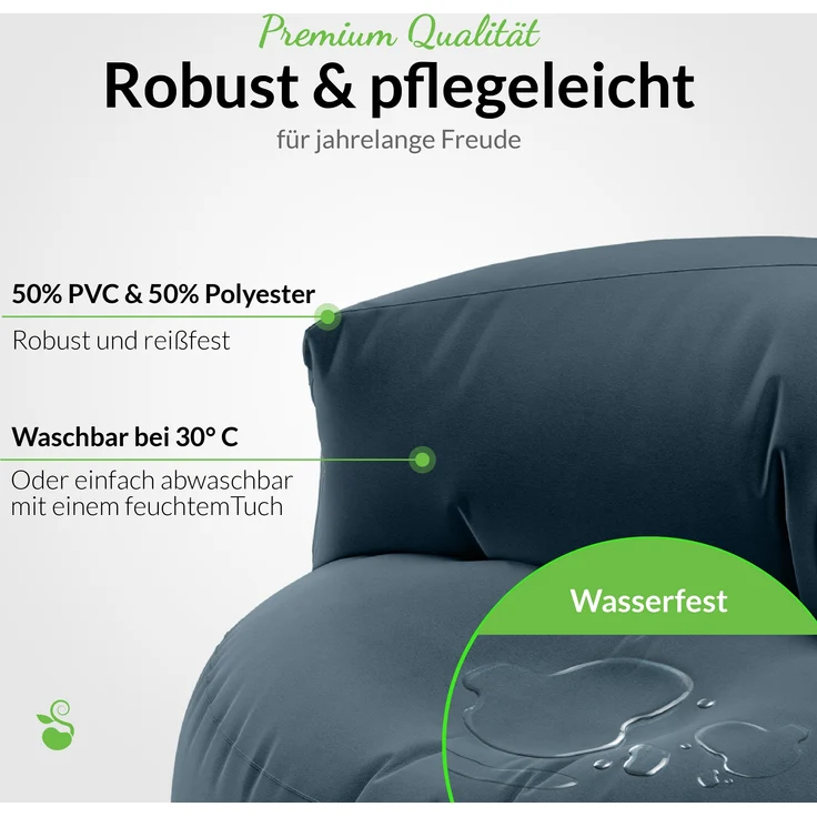 Green Bean® Sitzsack ergonomische Rückenlehne, waschbarer Bezug, mit Füllmaterial dunkelblau, 90x50 cm – Bild 5