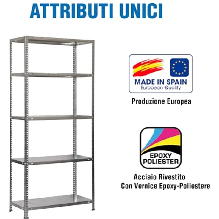 Simonrack Schwerlastregal, Lagerregal, 180 x 80 x 50 Metallregal, Kellerregal, Biegestelle 100 kg, 5 Fachböden, Galvanisiert - Comfort – Bild 6