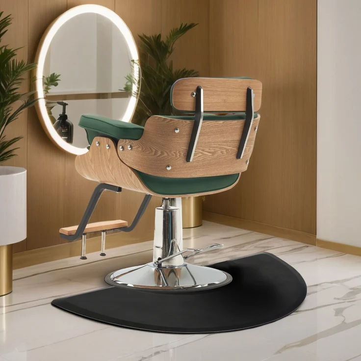BarberPub Anti-Ermüdungsmatte für Friseure, Ergonomische Bodenmatte Friseurmatte für Barbershop Salon, Friseurbedarf 91X121 CM Halbkreis 2 CM Dicke, M122S (Schwarz) – Bild 3