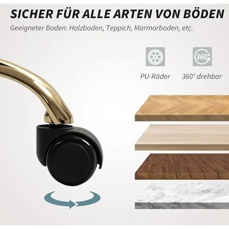 HOMCOM Bürostuhl Gepolsterter Schreibtischstuhl in Leinenoptik (360° drehbar Relaxsessel mit Räder, 1 St), höhenverstellbar, Beige, 54 x 52 x 73-81 cm – Bild 6