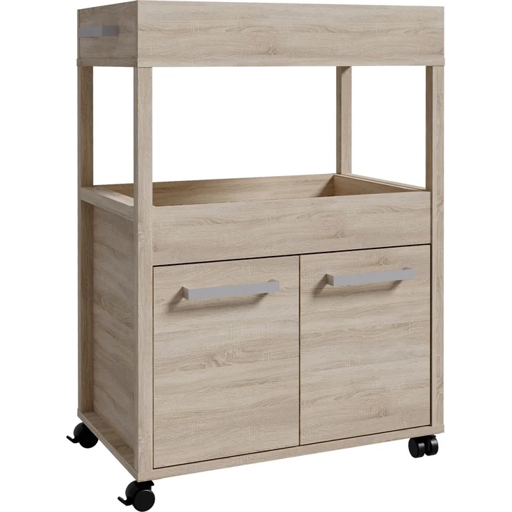 FORTE Home Bar Barschrank mit Rollen, Holzwerkstoff, Beige, 60 x 88,5 x 40 cm – Bild 3