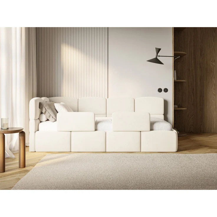 Selsey 'Cloudy' Kinderbett 90x200, Rausfallschutz, Kopfteil links, Creme – Bild 2