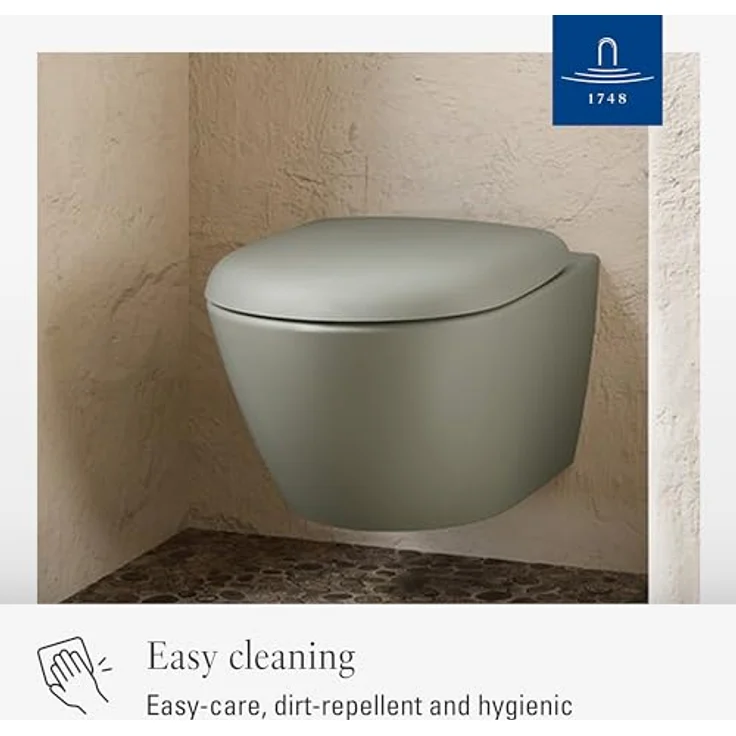 Villeroy & Boch Antao WC-Sitz, Toilettendeckel mit Absenkautomatik, abnehmbarer Toilettensitz aus bruchsicherem Duroplast, Klodeckel Original Ersatzteil, D-Form, Morning Green, matt – Bild 3