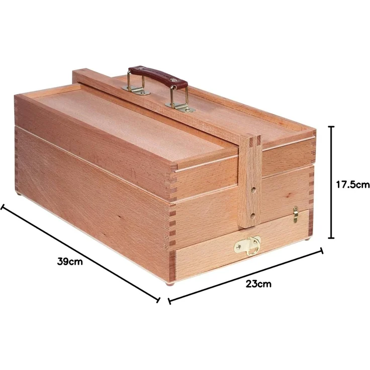 Artina Aufbewahrungsbox Malkasten Vannes, Malkoffer mit 4 Staufächern, 39x23x17,5 cm, Utensilienbox, Holzkoffer,Bastelkoffer mit Tragegriff - Nähkasten – Bild 9