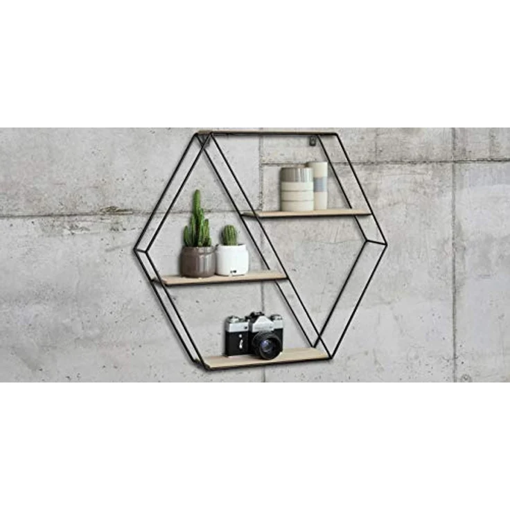Mascot Regal LIFA LIVING Wandregal Malaga Holz Metall, Hängeregal, 66,5x14,3x33,6cm, 1-tlg. – Bild 4