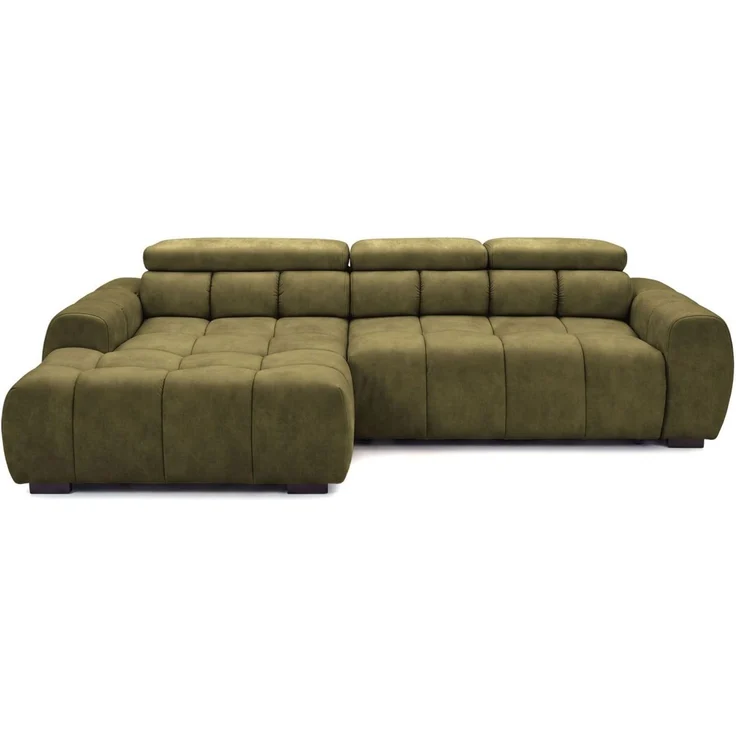 Ecksofa Schlafsofa VELUNIO RELAX in Stoff Salvador Olivgrün Ottomane Links – Bild 4