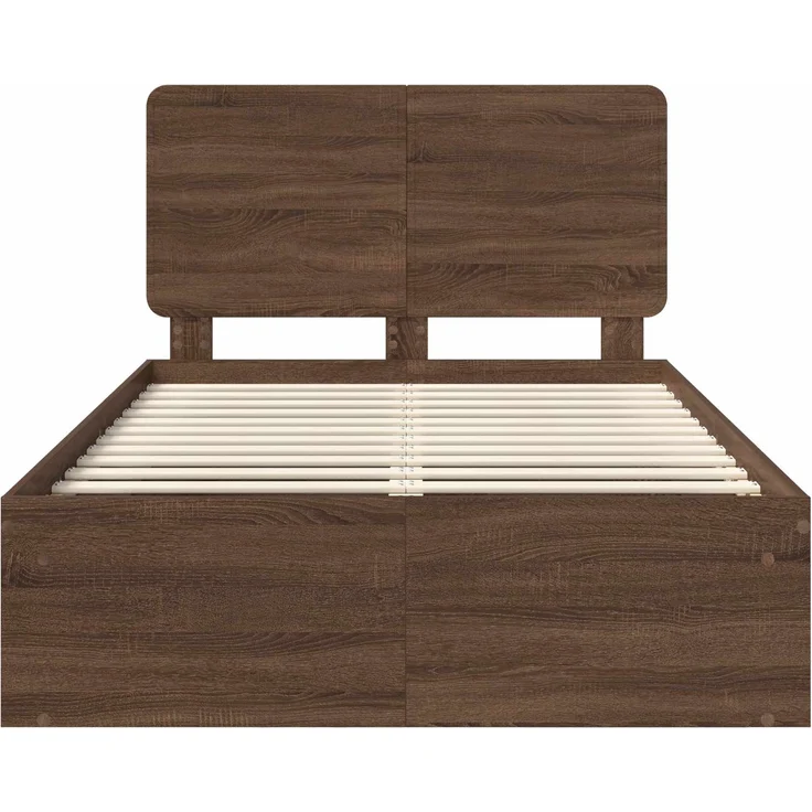 vidaXL Bettrahmen Braun Eichen-Optik 120 x 190 cm Massives Kiefernholz 3412521 – Bild 6