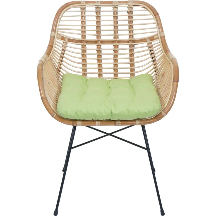 6er-Set Esszimmerstuhl HWC-P17, Küchenstuhl Korbstuhl Rattansessel Rattanstuhl Stuhl, Kubu Rattan Metall ~ Polster grün – Bild 8