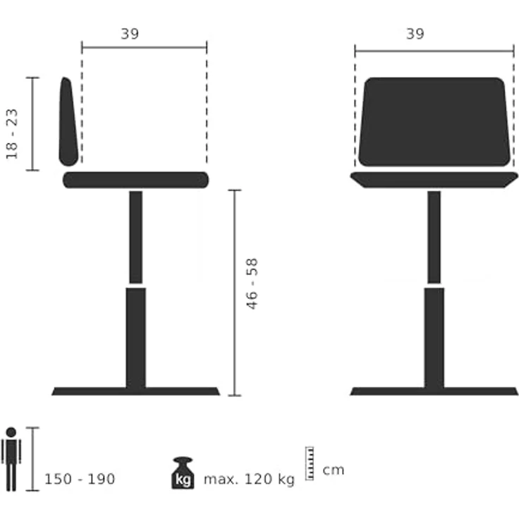 hjh OFFICE Balancestuhl höhenverstellbar TOP Work Flex PU beweglicher Arbeitshocker mit Rückenlehne, Kunstleder Weiß – Bild 4