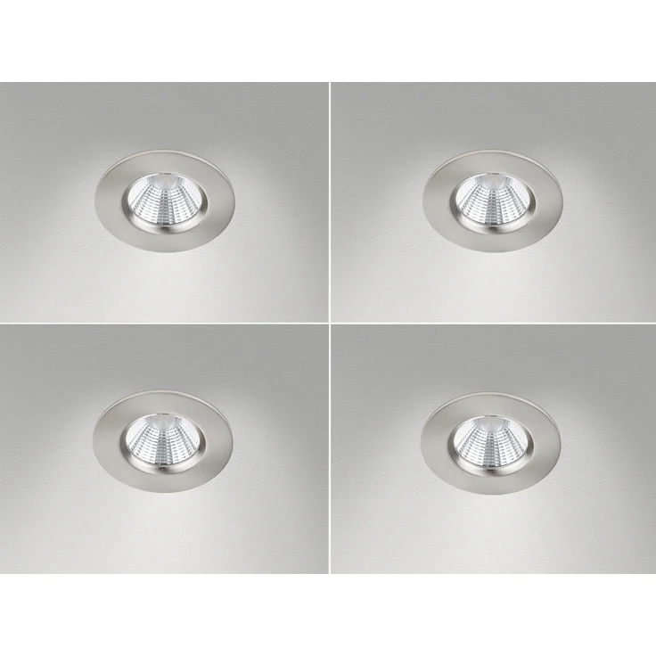 4er SET IP65 LED Deckeneinbaustrahler Silber matt rund, dimmbar, Ø 8,5cm – Bild 3