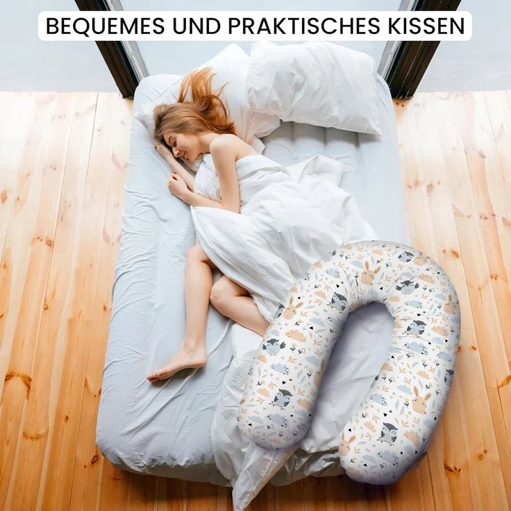 Amilian Stillkissen XXL 170 cm - Schwangerschaftskissen & Seitenschläferkissen mit Bezug, - Lagerungskissen - Nursing Pillow - Pregnancy Pillow, mit Füllung, Schlafkissen für Seitenlage - Körperkissen – Bild 8
