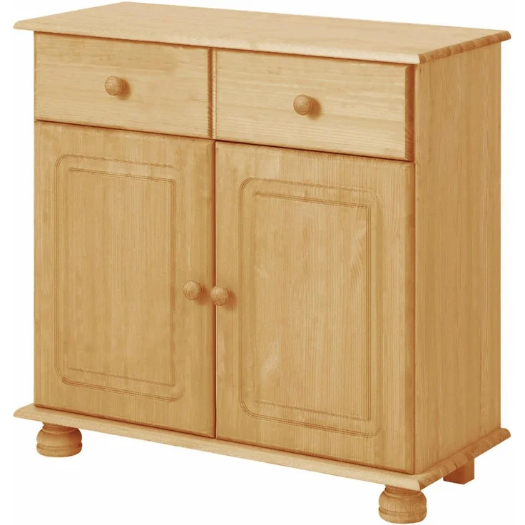 Mette Sideboard aus Kiefer, 2 Türen und 2 Schubladen, Natur gewachst (BxTxH) 80x35x76 cm