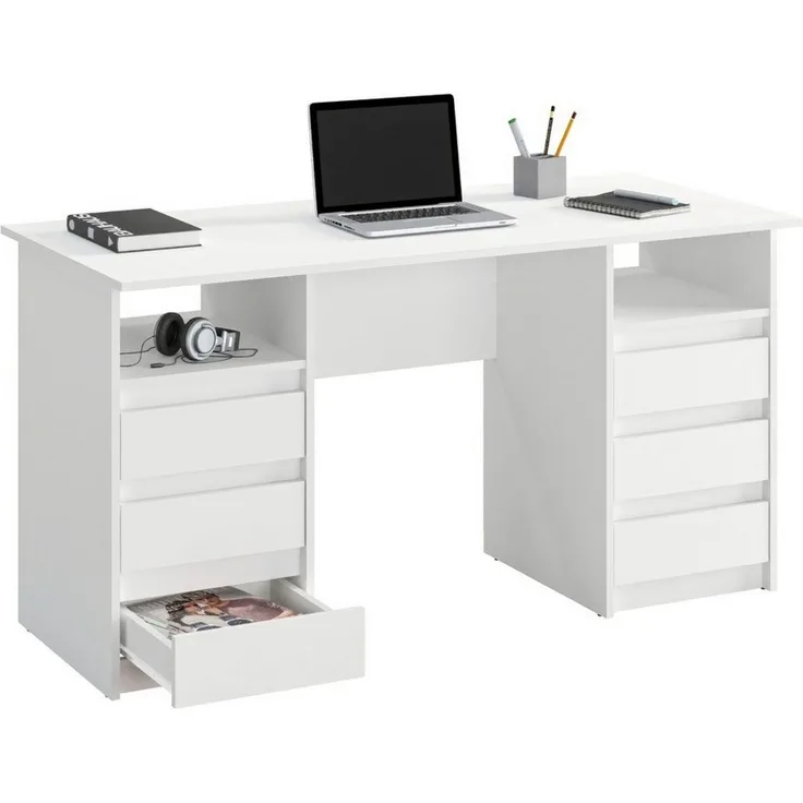 KOMTO Schreibtisch Oslo 140 Schreibtisch mit Schubladen Moderner Bürotisch, Computertisch Arbeitstisch PC-Tisch Kinderschreibtisch 140x60x74 cm