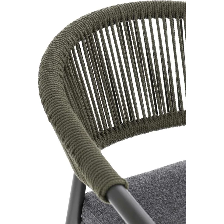 Gartenstuhl Millor aus Aluminium, modern skandinavisch, grün anthrazit, stapelbar, inkl. Kissen – Bild 6