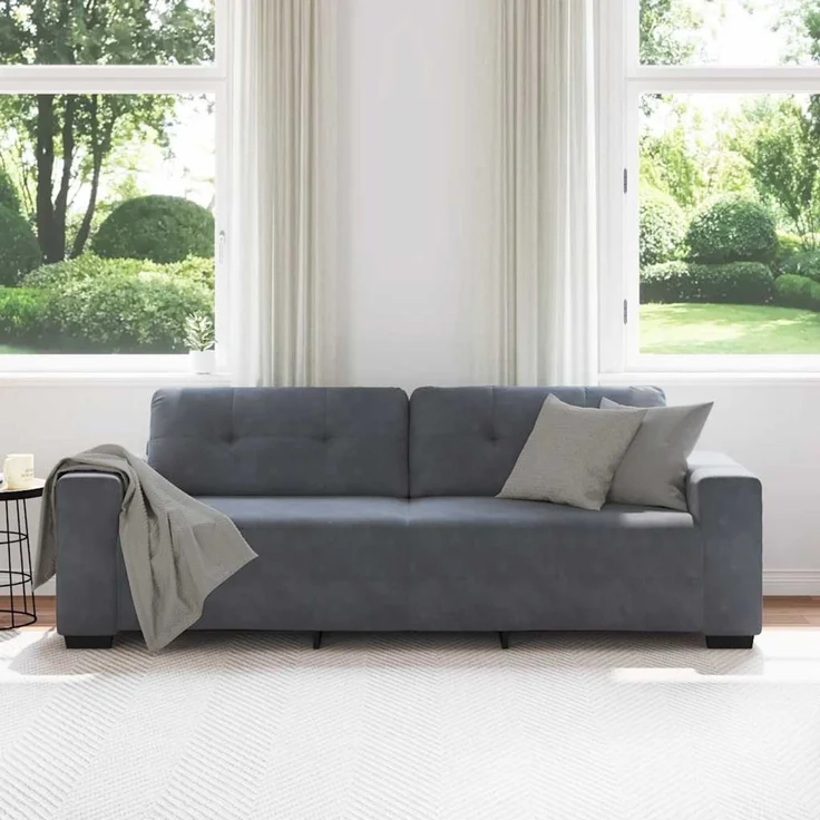 vidaXL 3-Sitzer-Sofa Dunkelgrau 220x78x80 cm Samt 4105135 – Bild 3