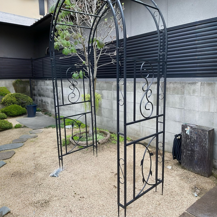 UNHO Gartenbogen aus Metall Schwarz 134 x 55 x 215 cm – Bild 4