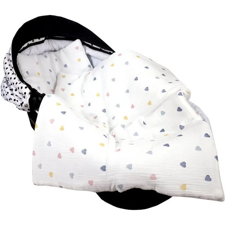 Babydecke BabyLux Babydecke Musselin Kinderwagendecke Kuscheldecke 75x60cm MPM, BabyLux, D4 Bunte Herzen MPM – Bild 4