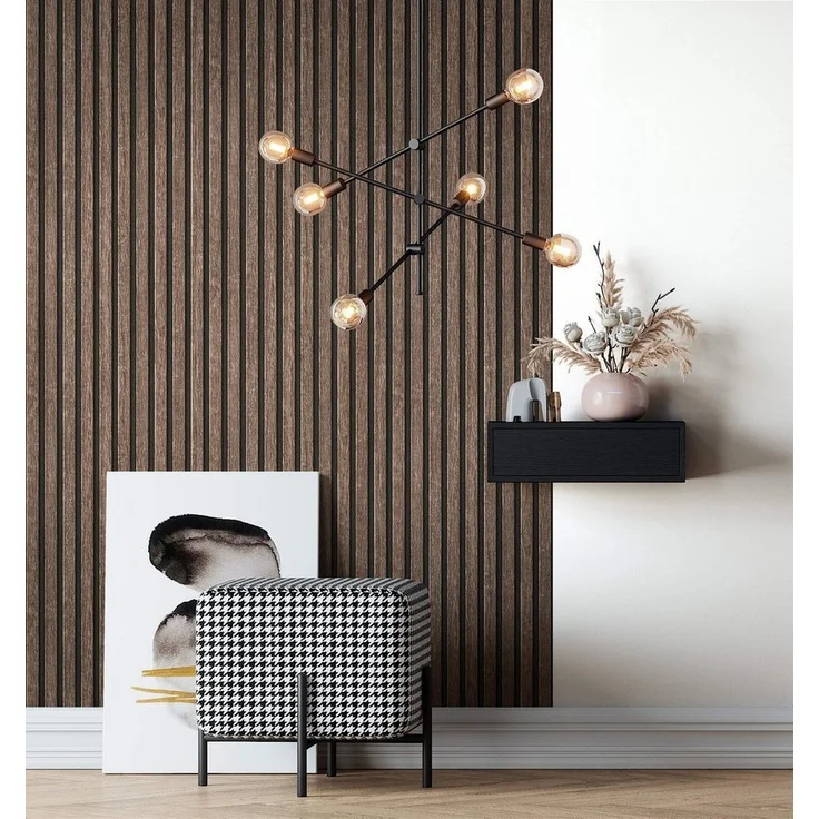 Newroom Vliestapete, Braun Tapete Skandi Holz - Holztapete Holzwand Modern Paneele Lamellen für Wohnzimmer Schlafzimmer Flur – Bild 1