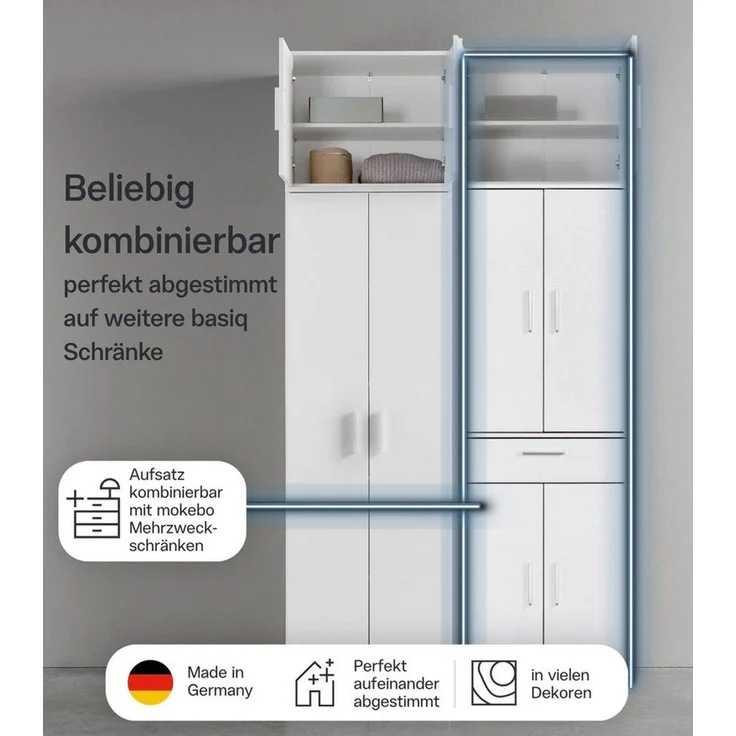 mokebo Mehrzweckschrank Der Extralange Made in Germany, Büroschrank, Aktenschrank, Flurschrank in Beige – Bild 3