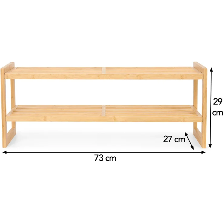 Brixy Schuhregal - 2 Schichten - Bambus Schuhregal - Schuhschrank - Für 9 Paar Schuhe - Holz, bambus, 27 x 73 x 29 cm – Bild 2