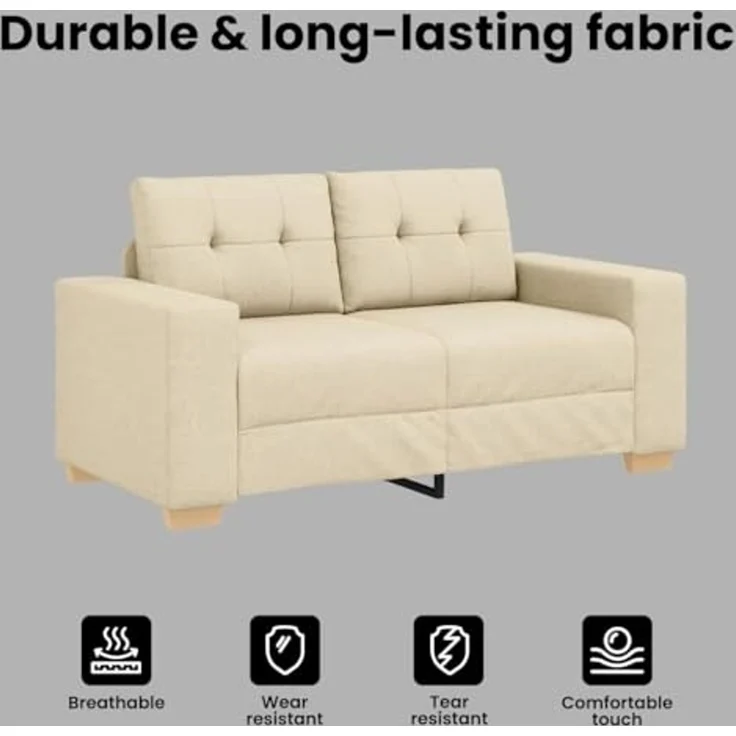 vidaXL Zweisitzer-Sofa Creme 120 cm Stoff 4105075 – Bild 4