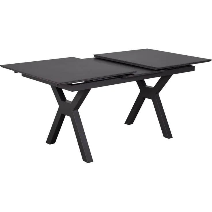 Ausziehtisch Granada - 160/210 x 90 cm - gesinterter Stein dunkelgrau - Gestell X-Form