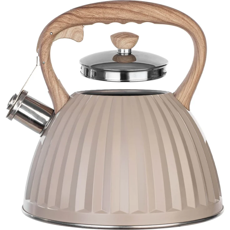 KADAX Wasserkessel 2,8L aus Edelstahl, Teekessel mit Pfeife, abnehmbarem Deckel & hitzebeständigem Griff in Holzoptik, Flötenkessel für alle gängigen Herdarten (Beige) – Bild 6
