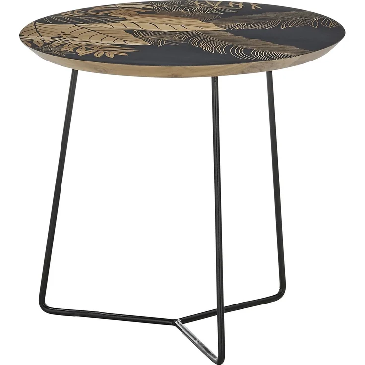 Beistelltisch >MIRANDELA< in floraler Druck, Mango Massivholz - 55x50x55 (BxHxT) – Bild 6