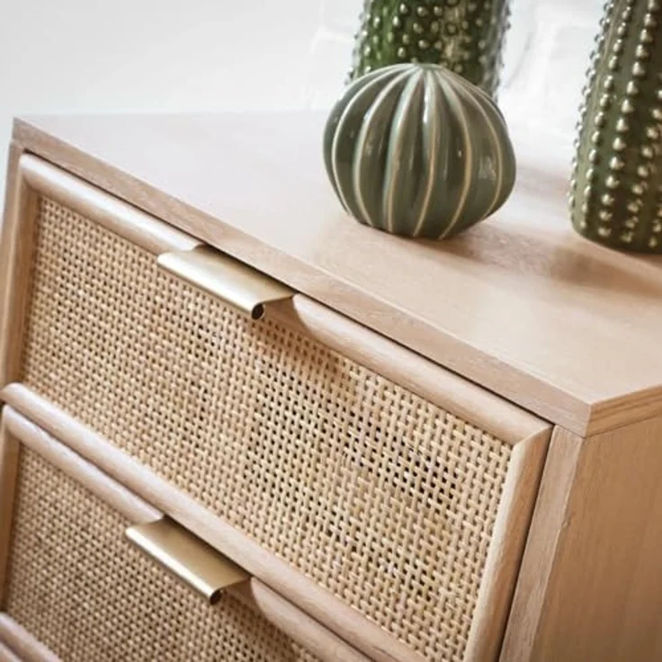 Casâme 'MIYA' Kommode mit 5 Schubladen und Fronten aus natürlichem Rattan - MIYA - Helles Holz – Bild 5