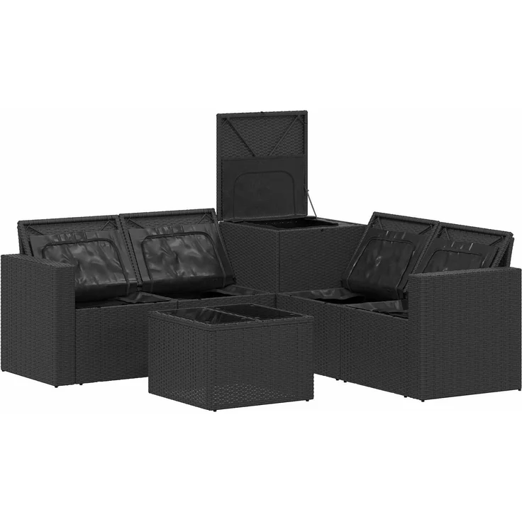 vidaXL Sofa Set 6 stk. Schwarz Polyrattan und Stahl 3447391 – Bild 7