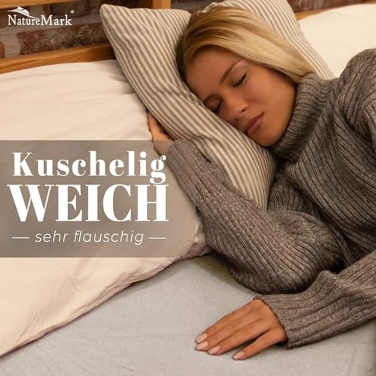 NatureMark Spannbettlaken Winter Thermo Fleece Spannbettlaken, 80% Baumwolle und 20% Polyester, Gummizug: rundum, (1 Stück), 140 x 200 cm bis 160 x 200 cm - Naturweiß – Bild 3