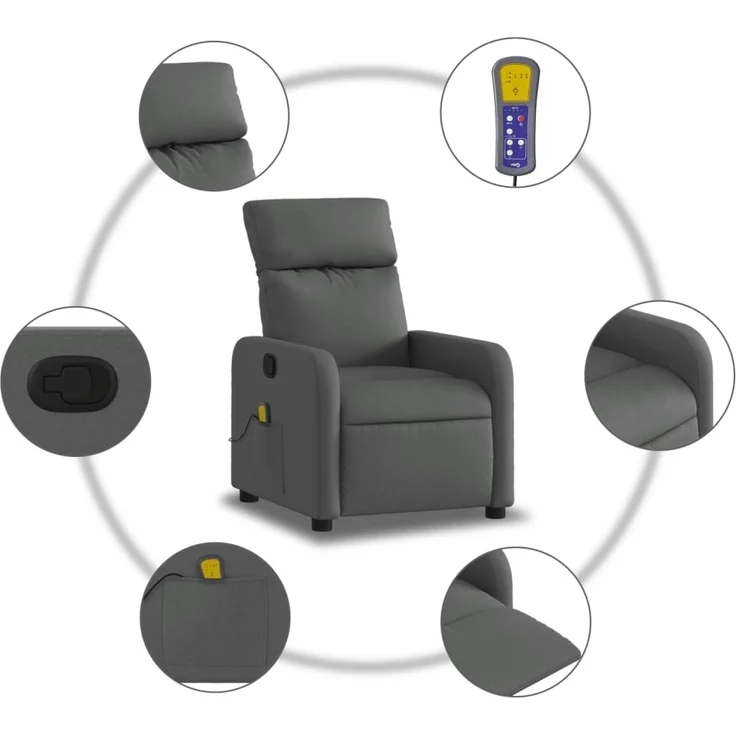 vidaXL Massage-Relaxsessel, Stoff, Dunkelgrau 3206864 – Bild 5