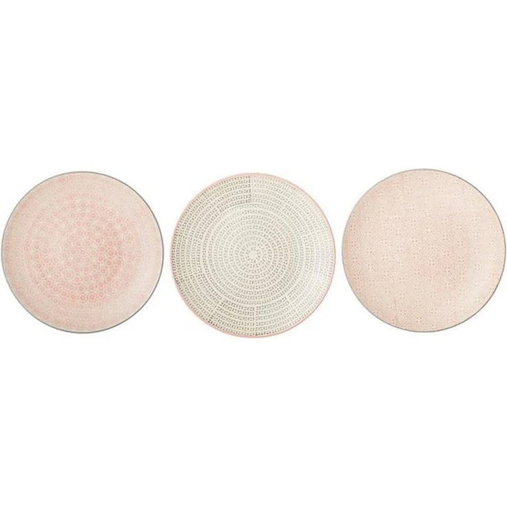 Bloomingville Speiseteller Cécile, Teller 3er Set, 25cm, Keramik, Speiseteller, Essteller, skandinavisches Design, rosa/grau – Bild 3