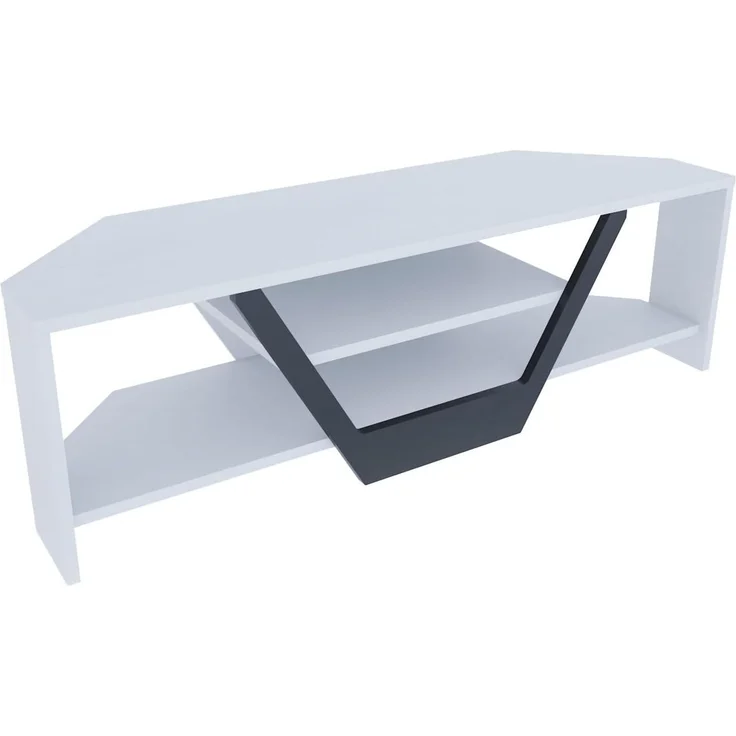 Hanah Home Stylish TV Stand, 120 cm Wide, White & Black, 100% Melamine Coated Particle Board, 18 mm Thick | Modern Design for Living Room & Entertainment Spaces – Bild 5
