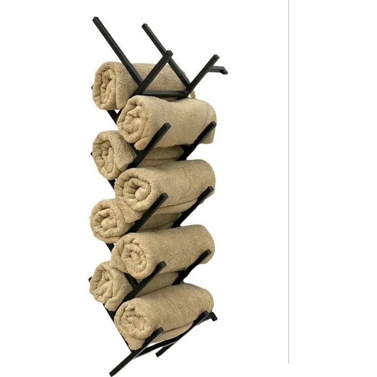 DanDiBo Handtuchhalter Bad Wand Metall Schwarz Acord 96278 Modern Handtuchregal Wandmontage Wandhandtuchhalter Badezimmer – Bild 3