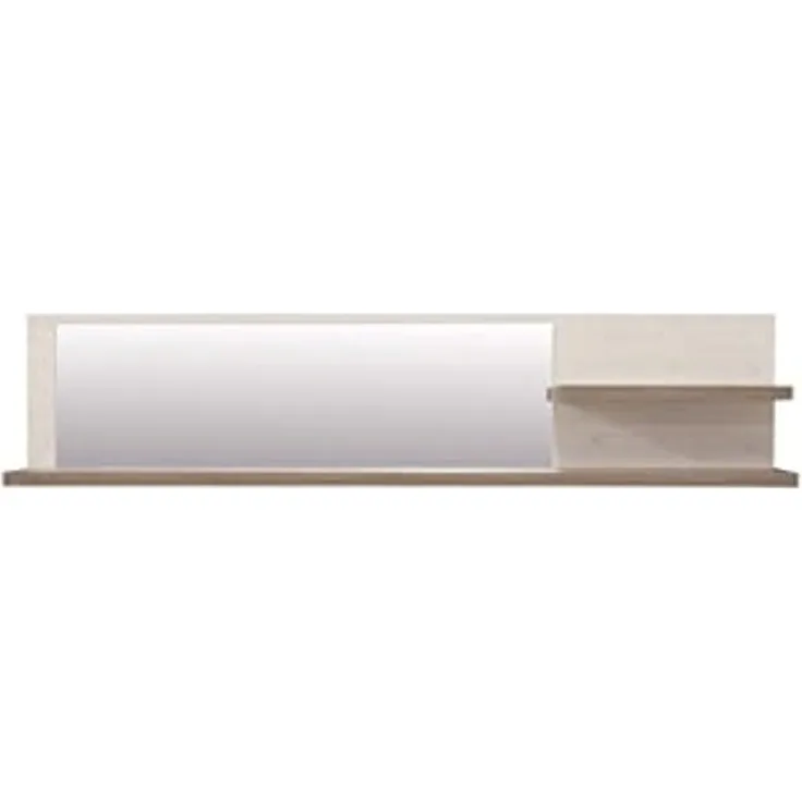 FORTE Duro Wandregal mit Spiegel, Holzwerkstoff, Weiß/Beige/Braun, 212,8 x 46,6 x 25 cm