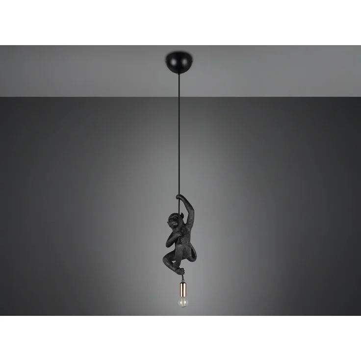 Kleine LED Pendelleuchte einflammig Affenlampe Schwarz, Breite 14,5cm – Bild 7
