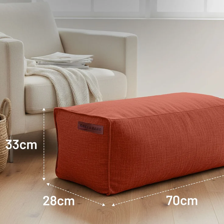 Green Bean® Indoor Sitzhocker Pouf 70x33x28cm EPS-Perlen Füllung -Home Linen Kuschelig Weich Waschbar - Drinnen Bodenkissen Liegekissen Sitzkissen Sitzhocker Sessel Kinder Erwachsene Stoff Rot – Bild 3