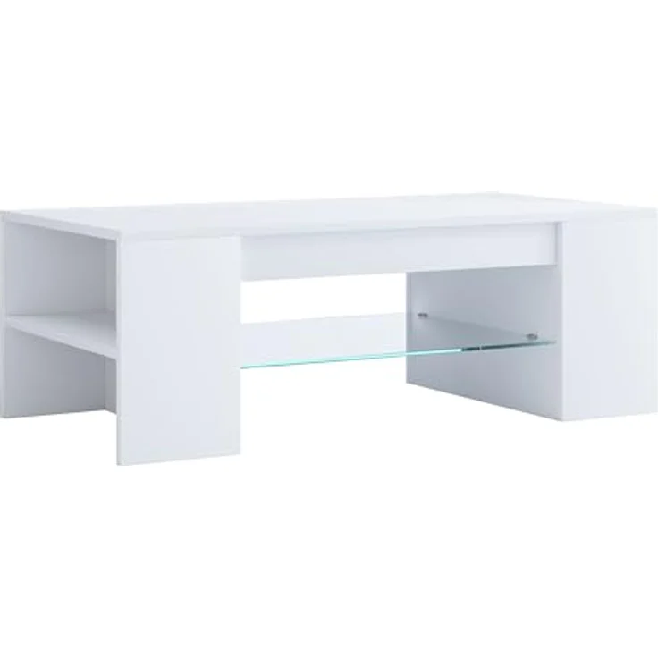 MID.YOU Couchtisch, Weiß, rechteckig, 50x35x100 cm, mit Stauraum und offenem Fach – Bild 4