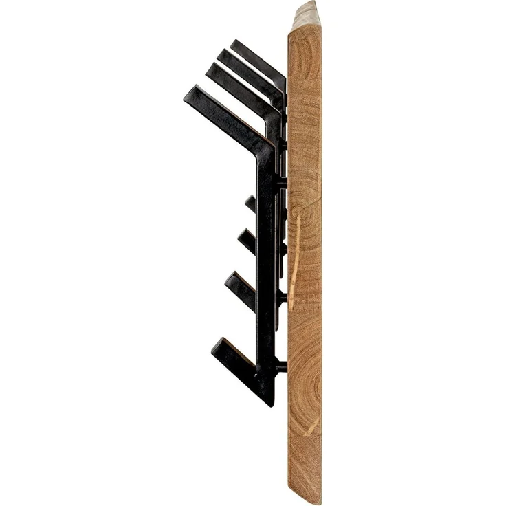 Haku Wandgarderobe aus Akazie Massivholz mit Baumkante und 6 Garderobenhaken schwarz pulverbeschichtet, Urban Collective, 90x12x36 cm – Bild 8
