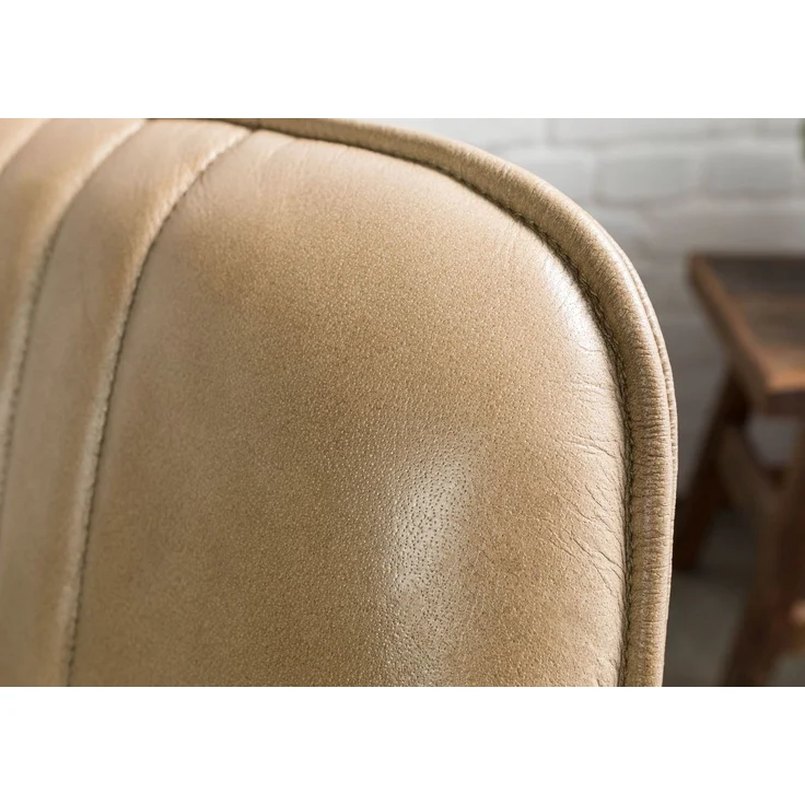 Stuhl Echtleder 49x56x83 beige IRON LABEL #610 – Bild 4