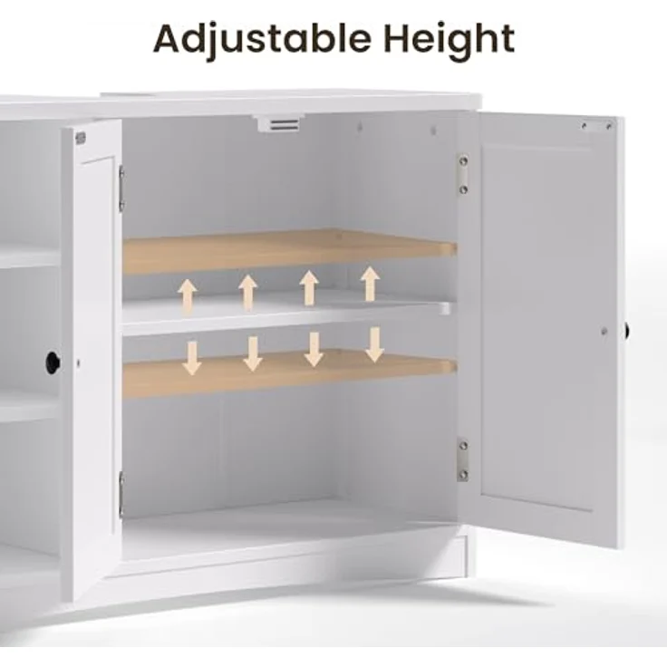 Bealife Waschbeckenunterschrank, Badezimmerschrank 90 x 30 x 60 cm, mit 2 Türen, 5 Fächern und höhenverstellbarem Einlegeboden in 3 Stufen, Magnetverschluss, viel Stauraum, wasserabweisend (Weiß) – Bild 5