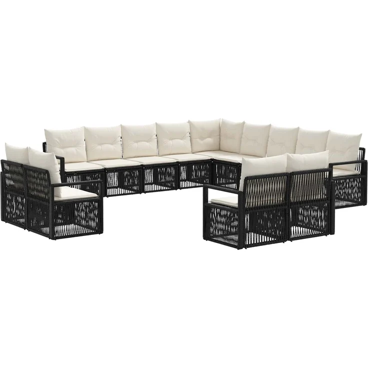 vidaXL Gartensofa-set 13 stk. 13-Sitzer Schwarz Poly-Rattan 3435892 – Bild 2