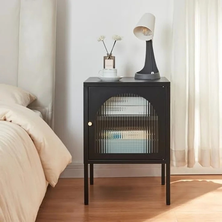 Nachtschrank Karlskrona 60x42,5x40 cm Schwarz, matt [en. casa] – Bild 3