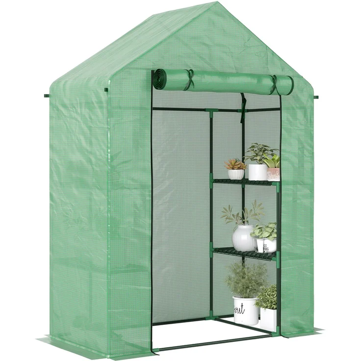 MELAYR, Gartengewächshaus mit 3 Regalböden, 96 x 28 x 13 cm, Grün – Bild 1