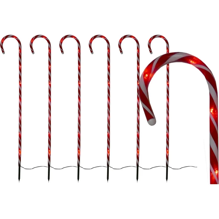 Gartenpirat LED-Lichterkette 6er-Set Zuckerrohrstab Zuckerstange Gartenstäbe Weihnachtsdeko außen – Bild 2