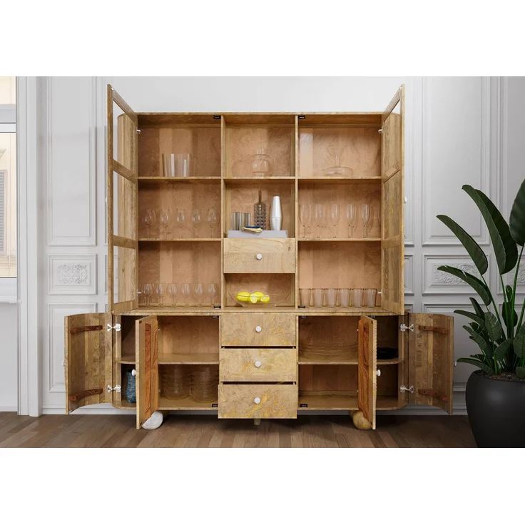 Buffet Mango 204 x 50 x 210 natur lackiert / Marmor weiß FLORENZ #125 – Bild 3