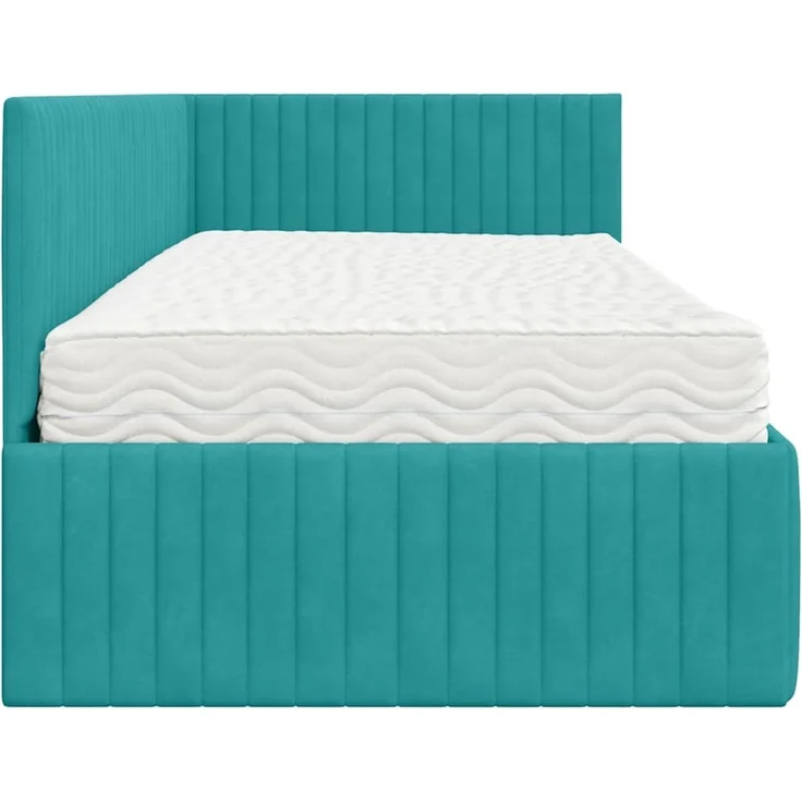 vidaXL Eckbettgestell mit Matratze mit Kopfteil 2 pcs Türkis Samt 3393816 – Bild 8