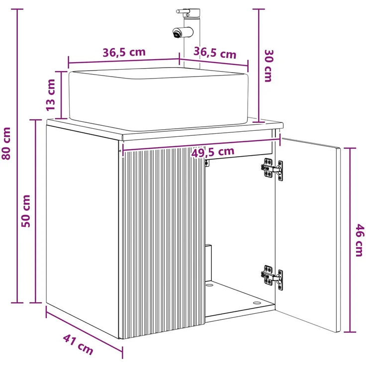vidaXL Wandmontierter Waschbeckenunterschrank Altholz 890410 – Bild 9