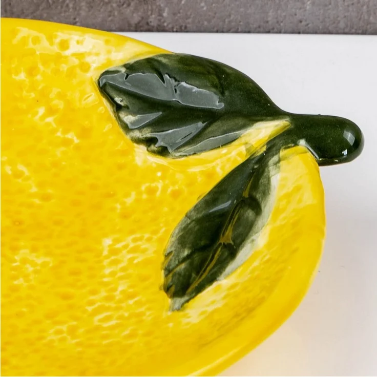 Levandeo® Dekoteller, Teller Zitrone Keramik 21cm ZItronenschale Sommer Obst Dekoschale – Bild 2